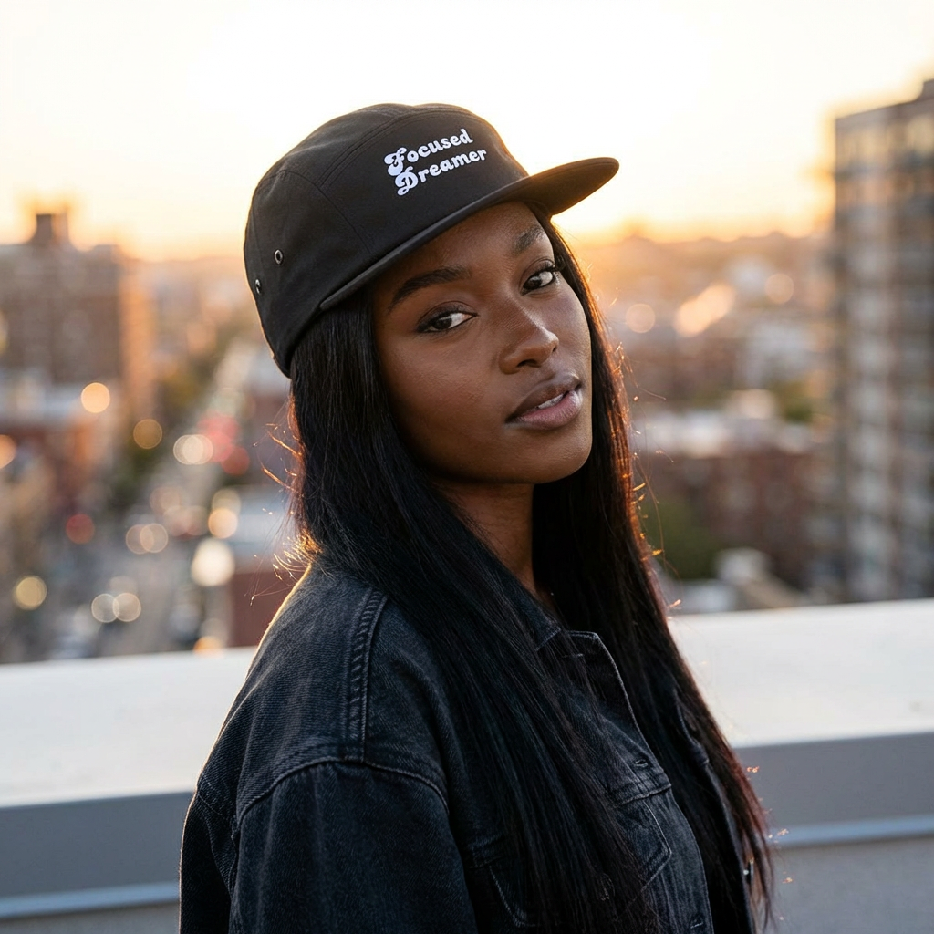 Focused Dreamer Embroidered 5-Panel Cap