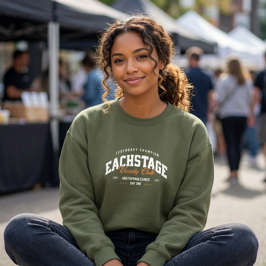 EachStage Varsity Club Embroidered Crewneck Sweatshirt