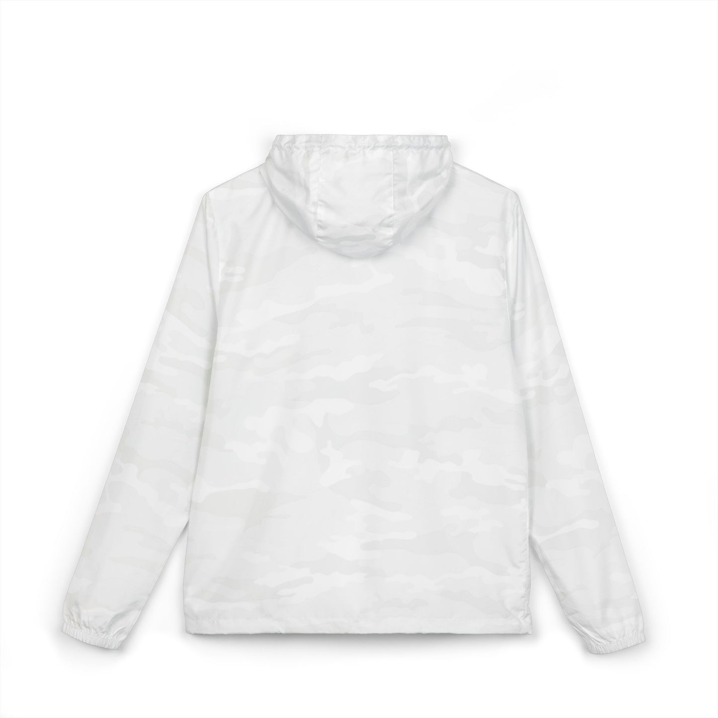 White Camo Windbreaker Unisex Jacket — EachStage Apparel Logo Hooded Zip-Up