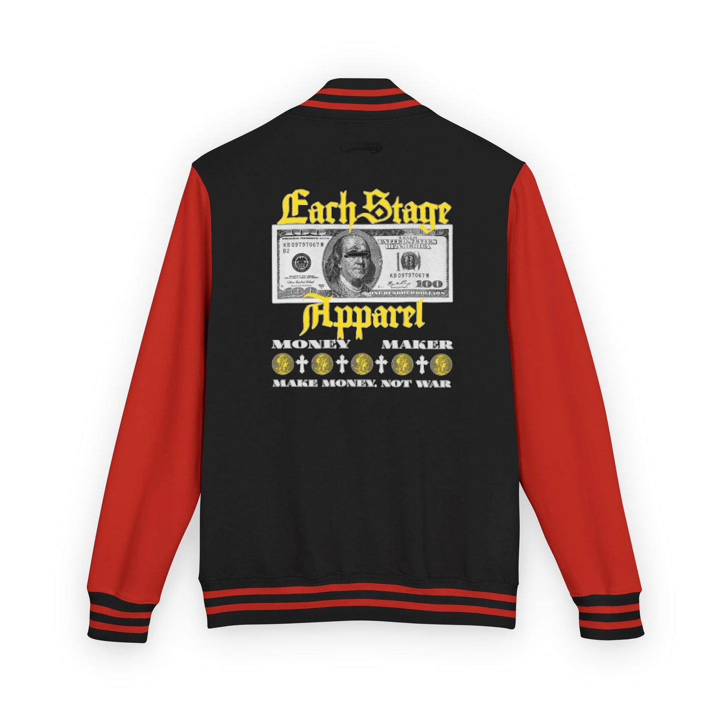 'EachStage Apparel' Cash Stack Varsity Jacket