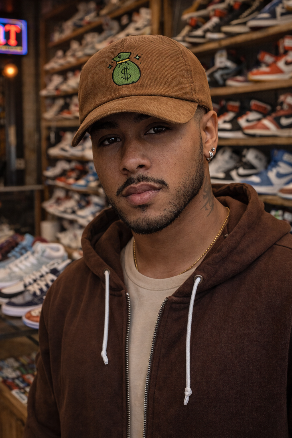 Money Bag - Embroidered Corduroy Hat